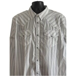 Gibson Western Pearl Snap Down Cowboy Country XL  Blue Striped Shirt